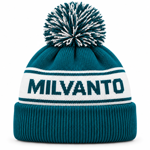 Sky <b>Blue</b> Custom Logo Premium Pom Pom <b>Beanie</b> Hat Embroidered Cuffed Rib Knit Winter <b>Beanie</b> for Men & Women Streetwear <b>Beanies</b> - Product Image 5