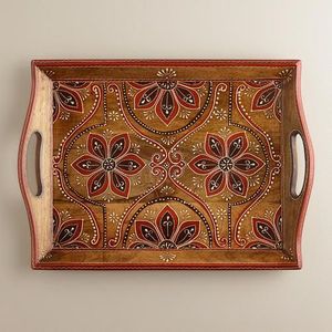 ถาดเสิร์ฟอเนกประสงค์ลายไม้ ผลิตด้วยมือจากอินเดีย ทันสมัย เป็นมิตรกับสิ่งแวดล้อม ปลอดภัยสำหรับเครื่องล้างจาน ขายส่ง สำหรับรอมฎอนและอีด - Product Image 1