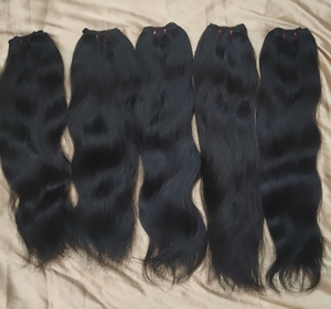 Extensiones de Cabello Humano Liso de la Mejor Calidad, Cabello Virgen con Trama Genius Proveniente de Templos Indios, Cutícula Alineada, Base Gruesa - Product Image 1