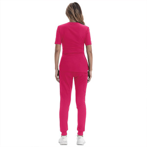 Ensemble de tenue médicale rose personnalisé pour femme 2026 – Uniforme d'hôpital, pantalon en polyester tricoté et haut à manches courtes pour infirmières - Product Image 2