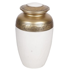 Urna Funeraria Clásica Americana de Aluminio Blanco Dorado, Acabado Natural, Capacidad de 220 Pulgadas Cúbicas, Decoración Funeraria para Interiores - Mejor Precio - Product Image 1