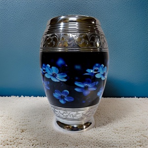 Nueva llegada alta calidad azul lirio flor monarca cremación urna cenizas adultas precio al por mayor estilo americano funerario tarros - Product Image 1