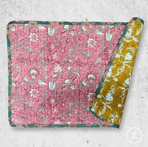 Reversible Quilted Boho Fabric <b>Placemats</b> <b>Rectangle</b> Washable Table Mats With Floral Pattern Decorative Kitchen Dining Set - Product Image 3