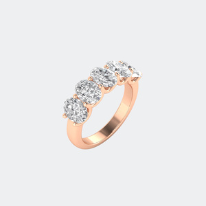 แหวนวงแหวนห้าเม็ดทรงวงรี 1.00CTW ประดับเพชรแบบ Prong Set - Product Image 6