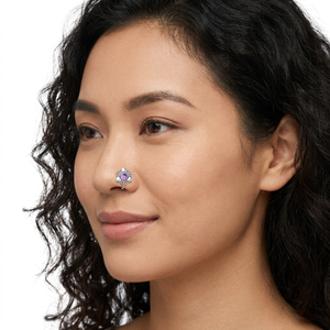 Piercing de nez en argent sterling 925 avec améthyste ronde, style indien, pour femmes et jeunes filles (pour nez percé) - Product Image 2