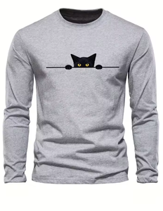 Camiseta de manga larga con cuello redondo y estampado de letras de Nueva York, 100% algodón puro, holgada, cómoda, deportiva y de ocio para hombre - Product Image 6