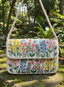 Sac à bandoulière chic décontracté brodé de perles, sac de mode artisanal brodé de perles, sac à bandoulière traditionnel brodé de perles - Product Image 5