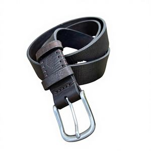Ceinture pour homme en cuir de buffle véritable, style vintage, avec boucle à ardillon en acier, imperméable, légère, écologique et résistante - Product Image 1