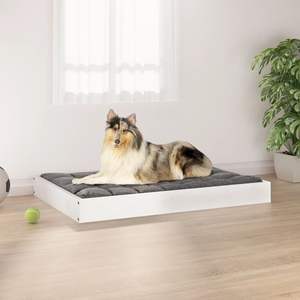 Cama Minimalista Mediana para Perro, de Madera de Pino Sólido Blanca - Product Image 1