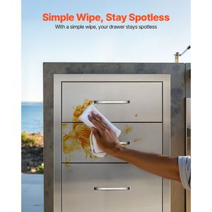 Mobiletto Modulare in Acciaio Inossidabile per Cucina Esterna - Triplo Accesso 46x60x60 cm (H) con Maniglie per Stoccaggio BBQ - Product Image 6
