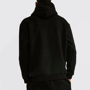 Sweat-shirt à capuche oversize pour homme en coton 100% noir avec broderie en patch chenille, style streetwear, en molleton - Product Image 2