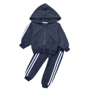 Chándales para niños de otoño e invierno de poliéster liso personalizado con cremallera para gimnasio traje deportivo conjuntos de chándales de dos piezas para niños - Product Image 1