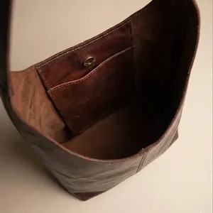 Handmade Full-Grain Leather Shoulder <b>Bag</b> | Minimalist <b>Tote</b> <b>with</b> <b>Pocket</b> Capacity Customizable Colors & Logo - Product Image 3