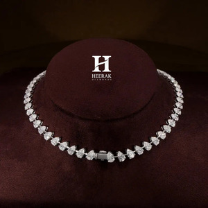 สร้อยคอเพชรทรงลูกแพร์หรูหรา เพชรเลี้ยงในห้องปฏิบัติการ ชุบทองคำขาว 18K ความใส VVS สี D รูปทรงลูกแพร์ สร้อยคอเพชรแบบห้อยสำหรับงานแต่งงาน - Product Image 2