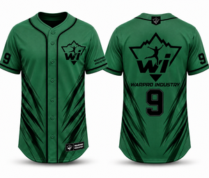 เสื้อเบสบอลสีเขียวแขนสั้นสำหรับผู้ชาย ยี่ห้อ WARPRO INDUSTRY ติดกระดุมด้านหน้า พิมพ์ลายเรขาคณิตแบบระเหิด ระบายอากาศได้ดี ขนาดผู้ใหญ่ - Product Image 5