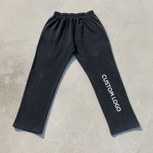 Custom Logo Women's Autumn Straight Leg Terry Sweatpants Mid Waist <b>Drawstring</b> Full Length Cotton Joggers Heat Transfer Print - Product Image 3
