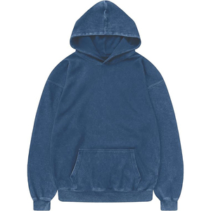 Sudadera con Capucha Teal Oscuro con Efecto Ácido para Hombre, Estilo Urbano, Algodón Pesado, Acabado Desgastado, Oversize, Sudadera con Capucha para Invierno - Product Image 4