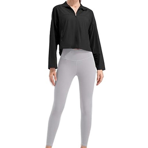 Veste de sport confortable et douce pour femme, extensible, entièrement zippée, idéale pour le jogging, le yoga, la gym et le fitness, à manches longues avec passe-pouce - Product Image 1