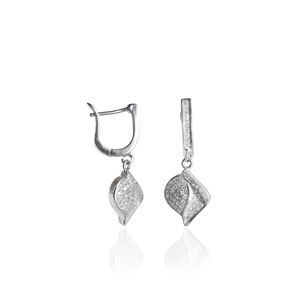 Hermosos y elegantes pendientes de hoja con diamantes, joyería de plata de ley 925 para mujeres y niñas, para usar en ocasiones especiales. - Product Image 2