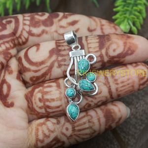 Colgante de Plata de Ley 925 con Turquesa Natural, Joyería Boho Vintage Hecha a Mano, Regalo para Mujer, Diseño Artesanal Único - Product Image 4