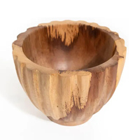Grand bol en bois sculpté écologique pour les chips de fruits secs Table à café Présentoir de comptoir Bol à pop-corn réutilisable pour la décoration intérieure