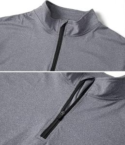 Chemises de sport à manches longues pour hommes, sweat-shirt à demi-zip, hauts de fitness pour le jogging, respirants, compressifs, pour la course à pied - Product Image 4