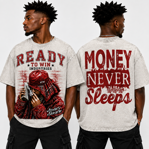T-shirt streetwear oversize pour homme Ready To Win Industries, manches courtes, motif imprimé, col rond, design rouge - Product Image 6