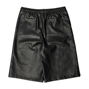 Men's Leather Look Cargo Bermuda Shorts Pockets Elastic Waist Casual Style Waterproof Breathable Eco-Friendly <b>Canvas</b> Fabric - Product Image 2