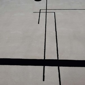 Tapis en laine tufté à la main, style minimaliste moderne, crème et noir, motif géométrique, tapis contemporain pour salon, grand tapis sur mesure - Product Image 4