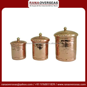 New Arrival Premium Copper <b>Tea</b> <b>Coffee</b> and <b>Sugar</b> Container With Brass Lid Available in Multiple Styles and Design at Best Rates - Product Image 3