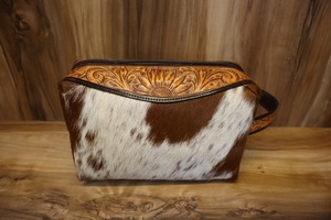 Neceser hecho a mano de cuero genuino occidental para mujer, bolso de mano para hombre, venta al por mayor, Kit Dopp personalizado - Product Image 2