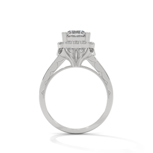 Pregnant Cut Moissanite Halo <b>Ring</b> 925 <b>Silver</b> Prong Set <b>Solitaire</b> Wedding Engagement Band - Product Image 3