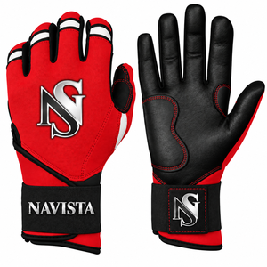 Premium NAVISTA SPORTS Goat Leather Ambidextrous Baseball <b>Batting</b> Gloves Hook Loop Closure Knit <b>Fabric</b> Customizable Colors Sizes - Product Image 4