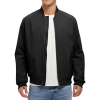 Blouson aviateur MA-1 noir personnalisé pour homme, fermeture éclair intégrale, col côtelé, poche sur la manche, style classique, streetwear décontracté, vêtement d'extérieur