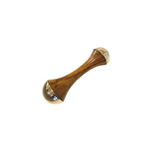 Masseur Kansa Wand 14 cm, Kansya Vati ayurvédique à double tête (4,5 cm et 2 cm), manche en bois de teck, pour le corps, les pieds, le visage et le cou - Product Image 1