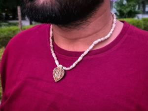 Collar de cuentas Tulsi con colgante de Radha Krishna hecho a mano PT990 Kanthi Mala Yoga Meditación - Product Image 3