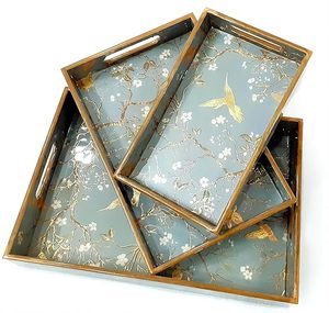 MDF Wooden <b>Tray</b> Set 3 Modern Reusable Portable Serving Decorative Display <b>Trays</b> for Living Room Coffee Table Kitchen Wedding - Product Image 6