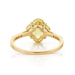 Nuevo diseño de última generación, anillo apilable minimalista con topacio limón y diamantes en forma de trébol de 9.5x9.5 mm, unisex, oro amarillo K14, joyería fina. - Product Image 6