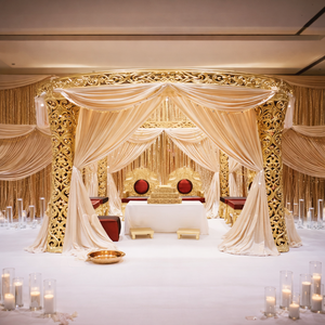 Mandap de Boda Real Personalizado con Elementos Tradicionales, Toldo de Boda Hindú Tallado en Oro, Estilo Templo del Sur de la India, Mandap de Londres - Product Image 3