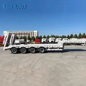 2 Axles 60 Tonnes 80t 100 Tons Low Loader Heavy Duty Excavator Transport Step Drop Deck Lowbed Low Bed Semi Trailer Truck
