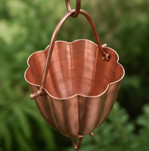 <b>Copper</b> Rain Chain Hanging Bucket Set Outdoor Garden Decor Simple Style - Product Image 4