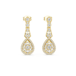Pendientes de Oro Amarillo de 14K con Diamantes Cultivados en Laboratorio, Redondos, para Mujer |   Regalo de Aniversario |   Diamante Cultivado Nuevo - Product Image 1