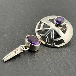 Vintage <b>Amethyst</b> Dangle Sterling Silver Pendant Necklace Handmade Purple Gemstone Jewelry Elegant Gift Women - Product Image 5
