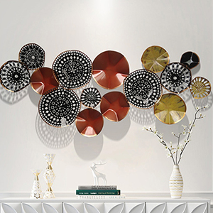 Nordic Handmade Iron Metal <b>Wall</b> Art <b>Decor</b> Lotus <b>Leaf</b> Round Discs <b>Wall</b> Hanging Sculpture for Living Room Bedroom Hotel <b>Wall</b> Art - Product Image 1
