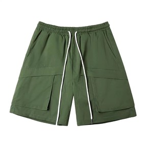 Pantalones Cortos Cargo para Hombre, Color Sólido, Secado Rápido, Cintura con Cordón, Estilo Casual, Tela Oxford, 100% Poliéster - Product Image 3