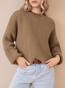 Pull-over en tricot à col rond pour femme Shagaf Sports Wear, couleur unie, manches longues, décontracté pour l'automne, 52% polyester recyclé, 220g, à enfiler - Product Image 2