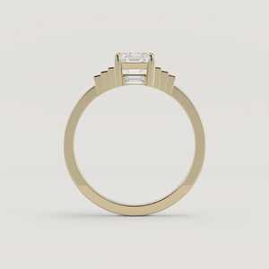 Lab Grown Diamond Emerald Cut Solitaire Engagement Ring 14k <b>Solid</b> Gold Wholesale 1.20ct Hidden Baguette Basket Band Manufacturer - Product Image 3
