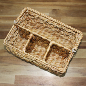 New Design Water Hyacinth Wine Carrier Iron Basket Rectangle Bottle Holder - Product Image 5