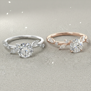 Anillo de Compromiso con Diamante Cultivado en Laboratorio, Corte Marquise, Piedras Laterales en Forma de Hoja, Chapado en Oro Rosa, Anillo de Novia de Lujo Certificado - Product Image 4