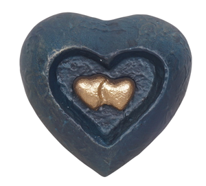 Heart Shape American Style Cremation Urn BLUE TEXTURE with Gold Hearts Customizable Designs for Adult - Product Image 2